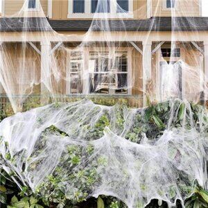 1400 sqft Halloween Stretchy Spider Webs Decorations with 150 Extra Fake Spiders